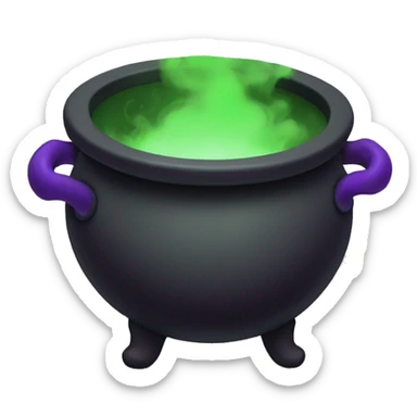Black cauldron with purple and green smoke coming out  sticker