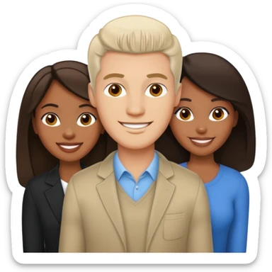 White brunette, American man with two women both are African one is light skin black and one is medium tone black sticker