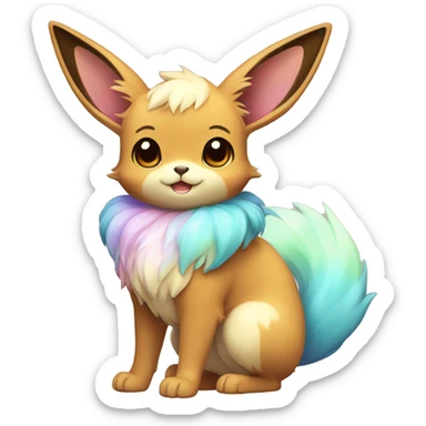 Kawaii Shiny Colorful Pastel Eevee Full Body sticker