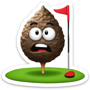 Turd playing golf sticker