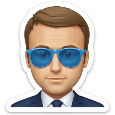 Emmanuel macron with blue sunglassesEmmanuel macron with blue sunglasses sticker