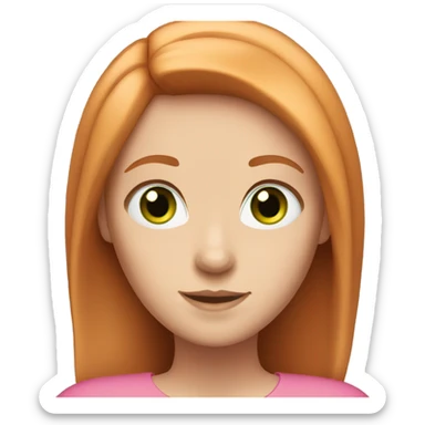 Girl with straight ginger hair and green eyes and pink top sticker