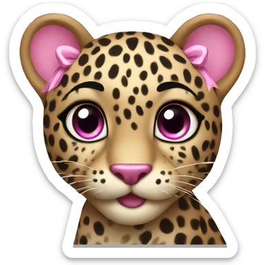 Leopard with pink bow sticker