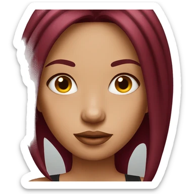 Tattooed woman with long straight burgundy hair sticker