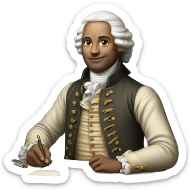 white writer on table 18 century sticker