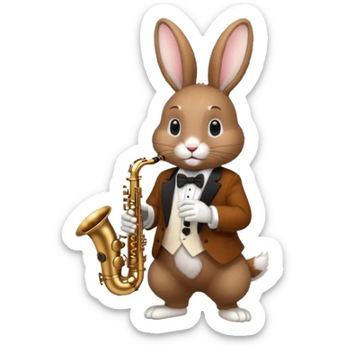rabit playing saxophone jazz sticker