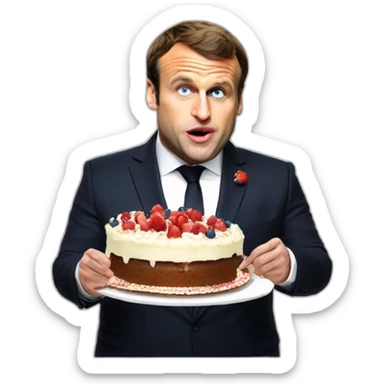Extremely fat emmanuel macron eating cake sticker
