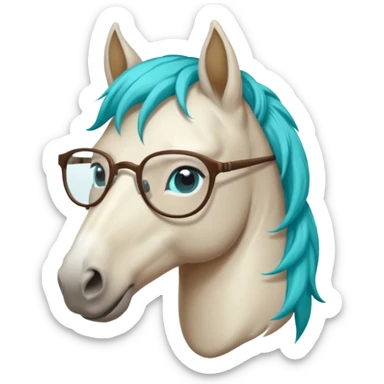 whitehorse head with turquoise hair and glasses sticker