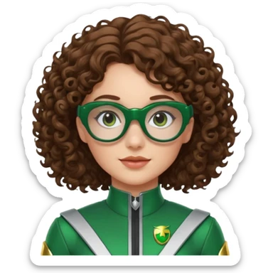 green power ranger, white girl with curly brown hair and glasses sticker