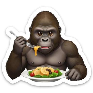 Gorilla eating dinner sticker