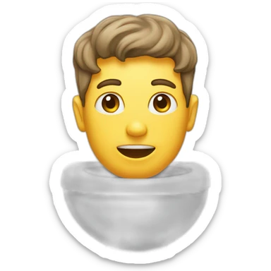 male head and neck sticking out of a toliet sticker