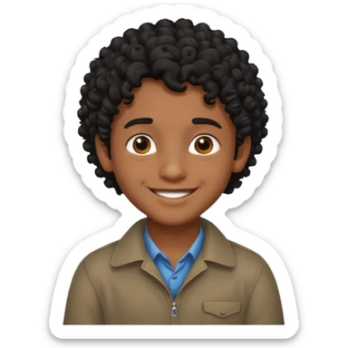 Indian boy with curly hair sticker
