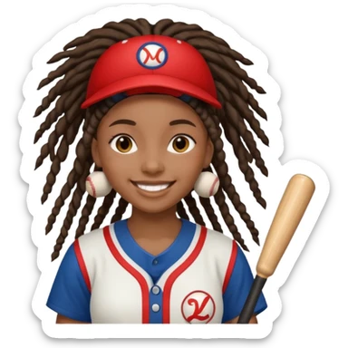 dreadlock baseball player black girl sticker