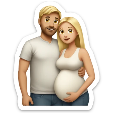 Pregnant blonde with brown haired husband sticker