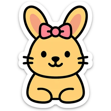 a very cute rabbit with a pink ribbon sticker