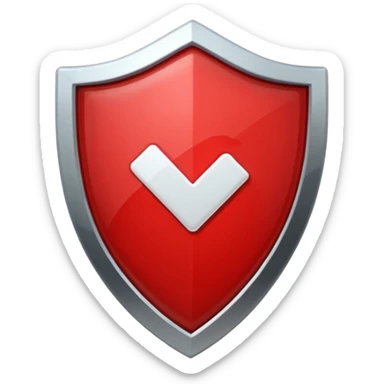 YouTube verified badge emoji, white checkmark in a red shield, modern, no text sticker