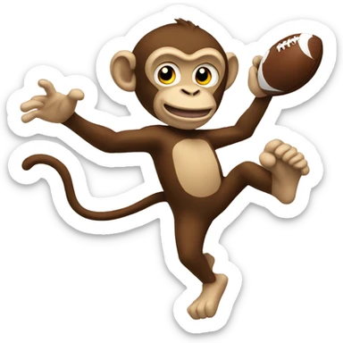 Monkey kicking football sticker