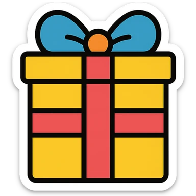 colored gift box with ribbon icon sticker