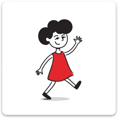 hand-drawn little child wearing a red dress sticker