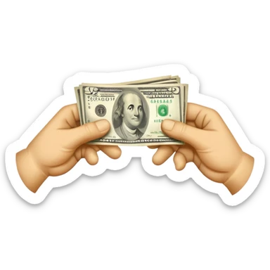 money being passed from one hand to another hand sticker