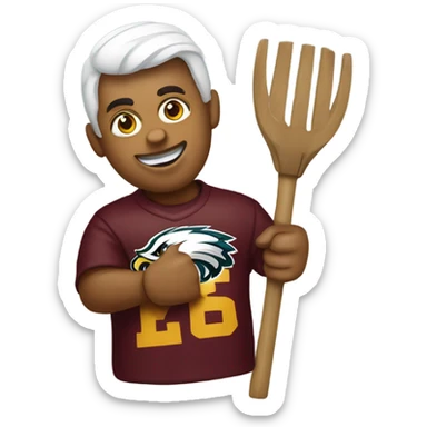 Eagles fan with pitch fork on redskins  sticker