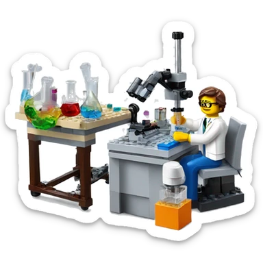 Cool Lego laboratory, doing experiment with laser sticker