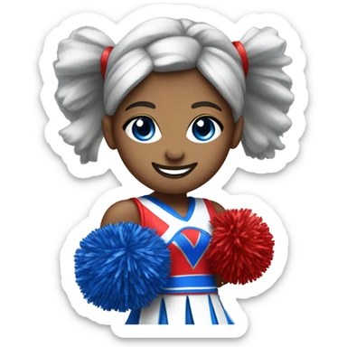  Cheerleader with pom-poms blue red and silver sticker
