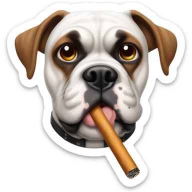 white boxer with brown eye patch smoking cigarette sticker
