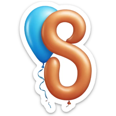 Balloon with number eight in blue sticker