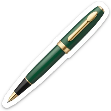 dark green Parker pen with light beige details, Apple emoji style, no text sticker