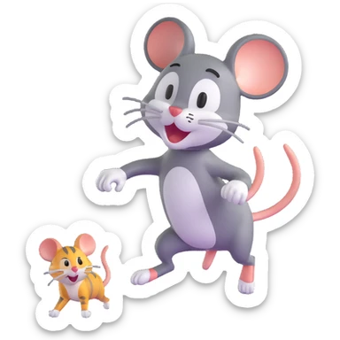 Tom cat chasing Jerry mouse sticker