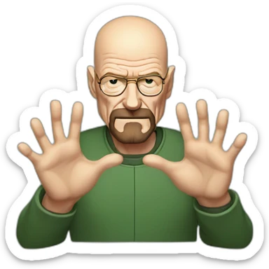 walter white making a heart symbol with his hands sticker