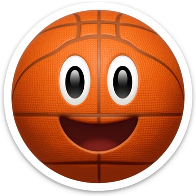 A basketbal with a smile sticker