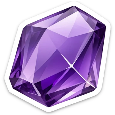A shiny purple amethyst crystal with multiple facets sticker