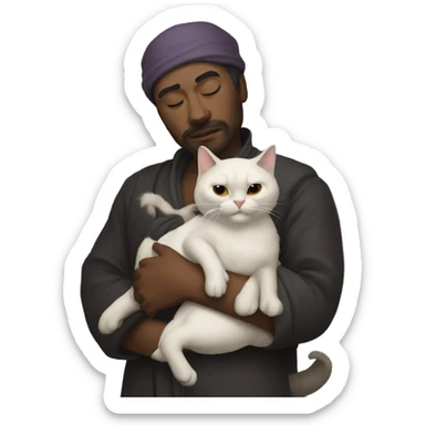 Opium character with a cat in arms sticker