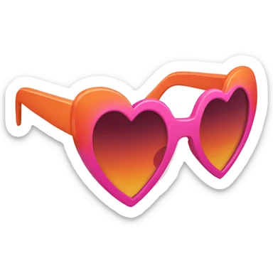 Pink and orange heart sunglasses  sticker