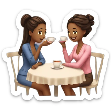 gossip over tea two girl friend sticker