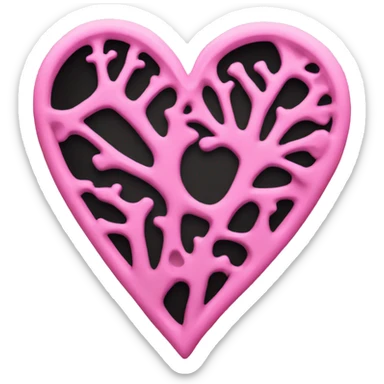Pink and black skeleton heart sticker