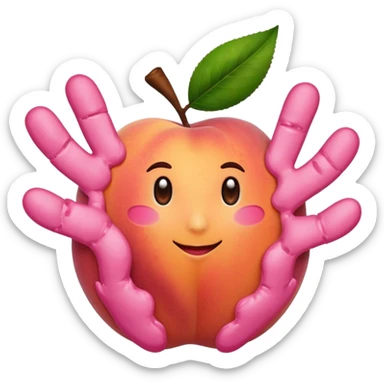 Peach with handprints sticker