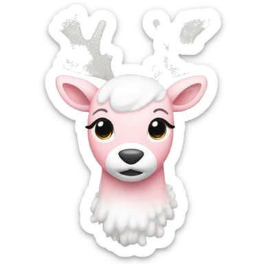sparkly light pink and white pretty reindeer sticker
