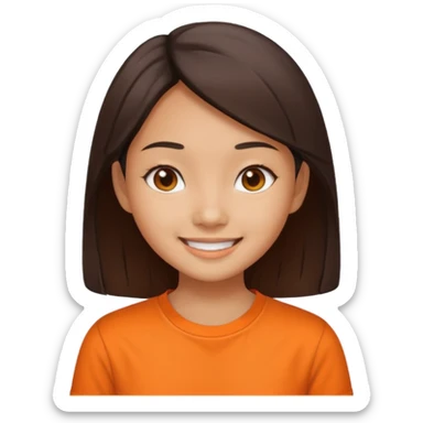 asian girl with orange shirt sticker