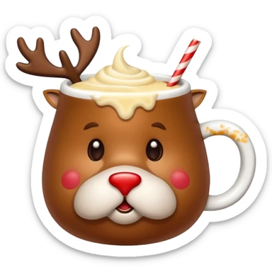 cute reindeer sipping hot eggnog sticker