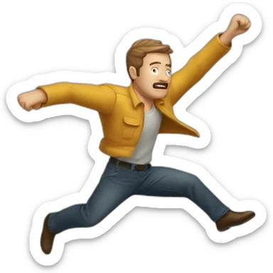 A man flying away from a punch sticker