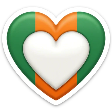 Emoji heart cutout of Irish flag sticker