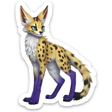 Epic Edgy Colorful ethereal eldritch Sergal-Serval-Fionbri full body  sticker