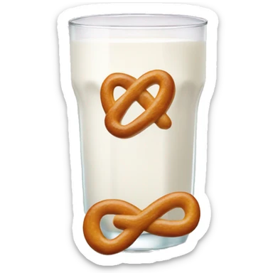 A glass of milk with a pretzel sticker