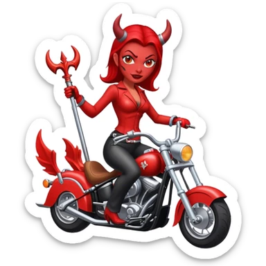 Female Devil riding a chopper motorcycle  sticker