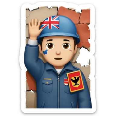 Una bandiera con una persona che abbatte il Murè che c’era a Berlino US e URSS sticker