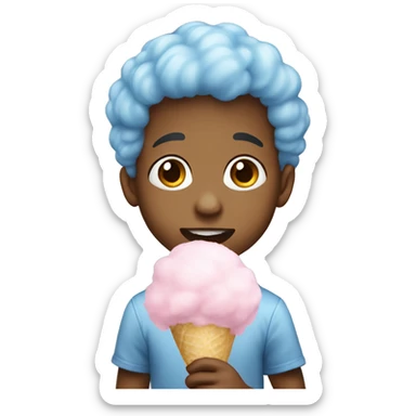 A short boy eating cotton candy sticker