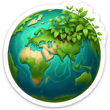 globe with plants sprouting all over it sticker